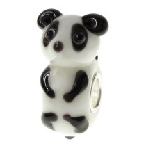 Sterling Silver Panda Bear Black White Glass Bead for Pandora Troll Chamila Biagi European Charm Bracelets