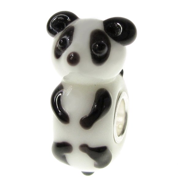 Sterling Silver Panda Bear Black White Glass Bead for Pandora Troll Chamila Biagi European Charm Bracelets