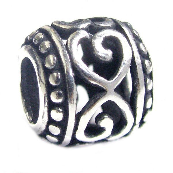 Sterling Silver Infinity Love Antique Filigree Heart Flower Bead for Pandora Troll Chamilia European Charm Bracelets