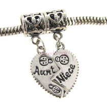 Sterling Silver Aunt Niece Love Heart Dangle Pendant Family Bead for Pandora Troll Chamilia Biagi European Charm Bracelets