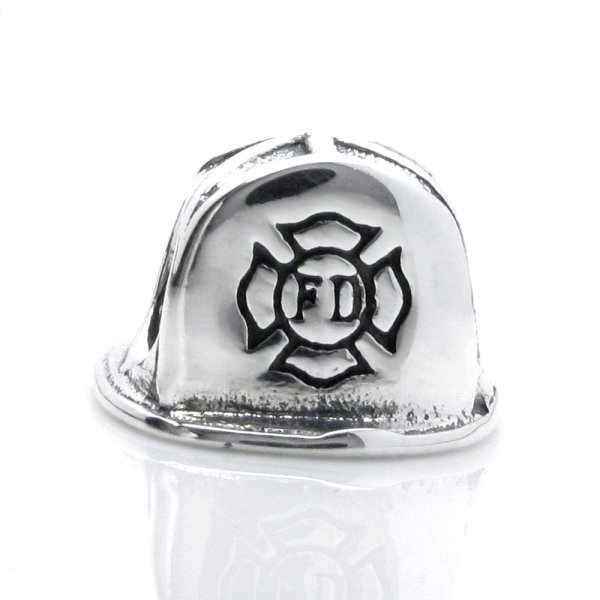 Sterling Silver Fire Fighter Helmet Firefighter Fireman Hat Bead f/ Pandora Troll Chamilia Biagi European Charm Bracelet