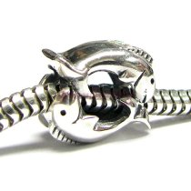 Sterling Silver Twin Dancing Dolphin Ocean / Beach Bead for Pandora Troll Chamilia Biagi European Charm Bracelets