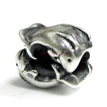 Sterling Silver Twin Dancing Dolphin Ocean / Beach Bead for Pandora Troll Chamilia Biagi European Charm Bracelets