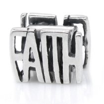Sterling Silver Faith Bead for Pandora Troll Chamilia Biagi European Charm Bracelets