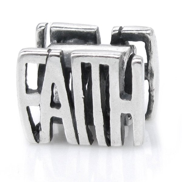 Sterling Silver Faith Bead for Pandora Troll Chamilia Biagi European Charm Bracelets