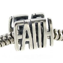 Sterling Silver Faith Bead for Pandora Troll Chamilia Biagi European Charm Bracelets