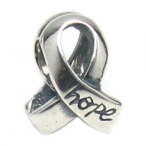 Sterling Silver Breast Cancer Ribbon Awareness w/ Hope Bead for Pandora Troll Chamilia Baigi European Charm Bracelets
