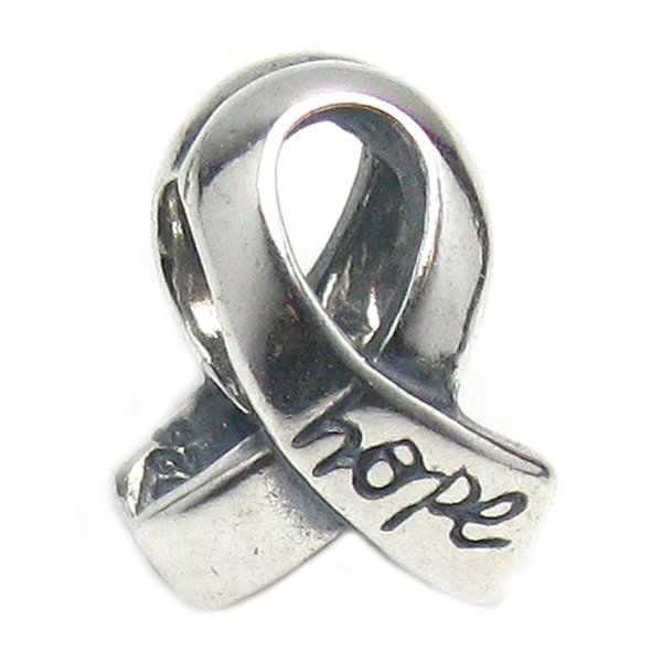 Sterling Silver Breast Cancer Ribbon Awareness w/ Hope Bead for Pandora Troll Chamilia Baigi European Charm Bracelets