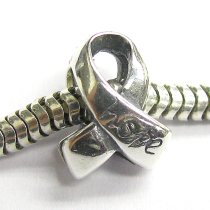 Sterling Silver Breast Cancer Ribbon Awareness w/ Hope Bead for Pandora Troll Chamilia Baigi European Charm Bracelets