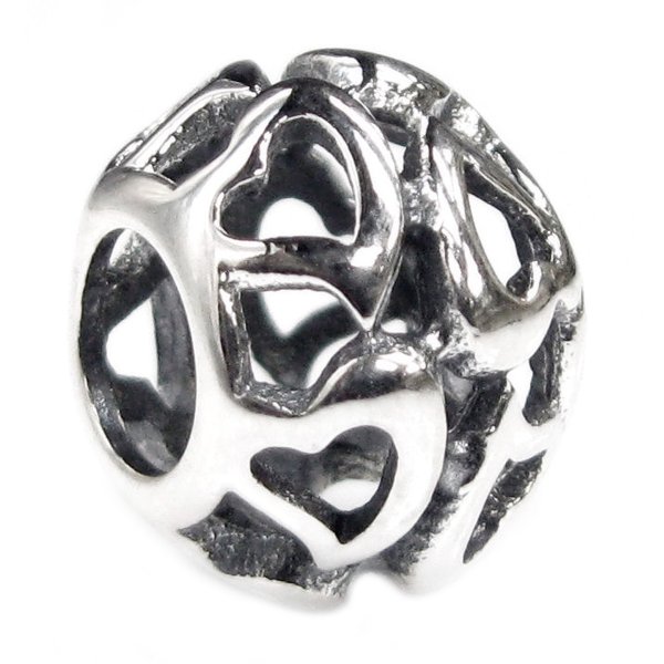 Sterling Silver Infinity Love Lots Heart Filigree Bead F/ Pandora Troll Chamilia Baigi European Charm Bracelet