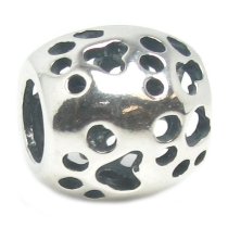 Sterling Silver Dog Paw Foot Print Puppy Filigree Footprint Bead for Pandora Troll Chamilia Biagi European Charm Bracelets