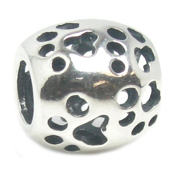 Sterling Silver Dog Paw Foot Print Puppy Filigree Footprint Bead for Pandora Troll Chamilia Biagi European Charm Bracelets