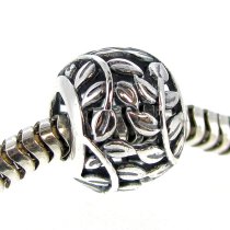 .925 Sterling Silver Tree of Love Leaf Round Bead For Pandora Troll Chamilia Biagi European Charm Bracelets