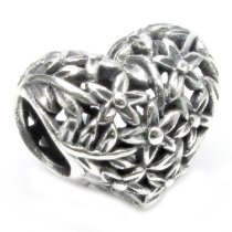 .925 Sterling Silver Tree of Love Flower Heart Bead for Pandora Troll Chamilia Biagi European Charm Bracelets