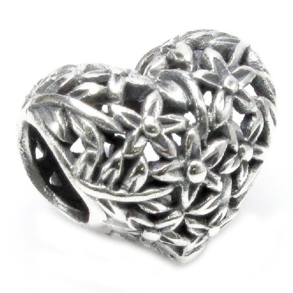 .925 Sterling Silver Tree of Love Flower Heart Bead for Pandora Troll Chamilia Biagi European Charm Bracelets