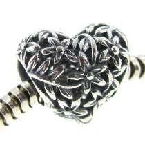 .925 Sterling Silver Tree of Love Flower Heart Bead for Pandora Troll Chamilia Biagi European Charm Bracelets