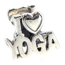 Sterling Silver I Love Yoga Bead for Pandora Troll Chamilia Biagi European Charm Bracelets