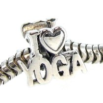 Sterling Silver I Love Yoga Bead for Pandora Troll Chamilia Biagi European Charm Bracelets
