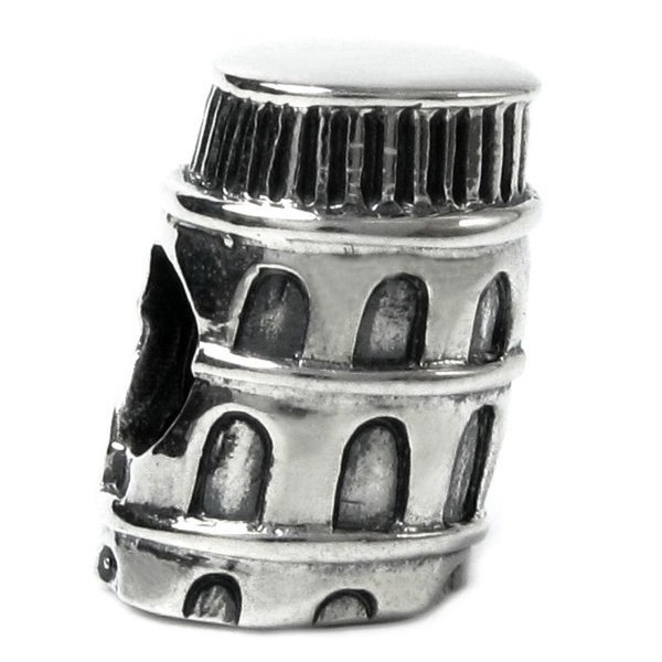 Sterling Silver Italy Leaning Tower of Pisa Building Bead for Pandora Troll Chamilia Biagi European Charm Bracelets