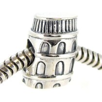 Sterling Silver Italy Leaning Tower of Pisa Building Bead for Pandora Troll Chamilia Biagi European Charm Bracelets
