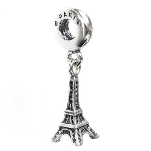 Sterling Silver Paris Eiffel Tower Dangle Bead for Pandora Troll Chamilia Biagi European Charm Bracelets