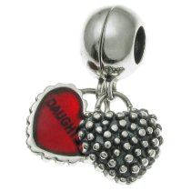 Sterling Silver Mother and Daughter Love Red Heart Pendant Dangle Family Bead for Pandora Troll Chamilia Biagi European Charm Bracelets
