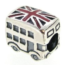 Sterling Silver London Bus Uk Britain Flag Enamel Bead for Pandora Troll Chamilia Biagi European Charm Bracelets
