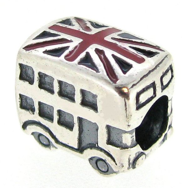 Sterling Silver London Bus Uk Britain Flag Enamel Bead for Pandora Troll Chamilia Biagi European Charm Bracelets