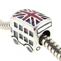 Sterling Silver London Bus Uk Britain Flag Enamel Bead for Pandora Troll Chamilia Biagi European Charm Bracelets