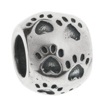 Sterling Silver Paw Dog Puppy Love Heart Foot Print Round Bead for Pandora Troll Chamilia Biagi European Charm Bracelets