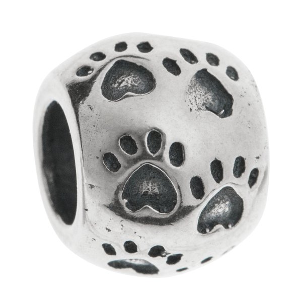 Sterling Silver Paw Dog Puppy Love Heart Foot Print Round Bead for Pandora Troll Chamilia Biagi European Charm Bracelets