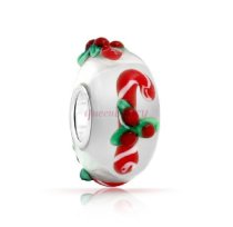Sterling Silver Candy Cane Stick Christmas Red Green Gift Glass Holiday Bead for Pandora Troll Chamilia Biagi European Charm Bracelets