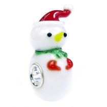 Sterling Silver Christmas Snowman w/ Red Hat Glass Bead for Pandora Troll Chamilia Biagi European Charm Bracelets