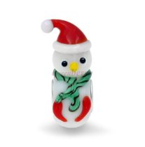 Sterling Silver Christmas Snowman w/ Red Hat Glass Bead for Pandora Troll Chamilia Biagi European Charm Bracelets