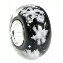 Sterling Silver Snowflake Let It Snow Black Glass Bead for Pandora Troll Chamilia Biagi European Charm Bracelets