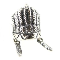 Sterling Silver Native American Indian Feather Headdress Hat Dangle Crownea Bead for Pandora Troll Chamilia Biagi European Charm Bracelets