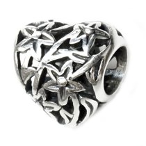 Sterling Silver Filigree Love Heart of Flower Leaf Tree for Pandora Chamilia Biagi European Charm Bracelet