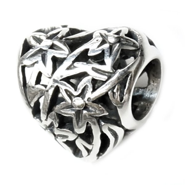 Sterling Silver Filigree Love Heart of Flower Leaf Tree for Pandora Chamilia Biagi European Charm Bracelet