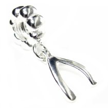 Sterling Silver Wish Bone Symbol Bead for Pandora Troll Chamilia Biagi European Story Charm Bracelets