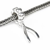 Sterling Silver Wish Bone Symbol Bead for Pandora Troll Chamilia Biagi European Story Charm Bracelets
