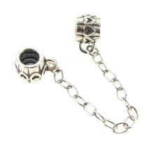 Sterling Silver Everlasting Love Heart Safety Chain screw-on Bead for Pandora European Charm Bracelets