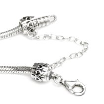 Sterling Silver Everlasting Love Heart Safety Chain screw-on Bead for Pandora European Charm Bracelets