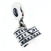 Antique Sterling Silver Rome Colosseum Coliseum Dangle Bead for Pandora European Charm Bracelets