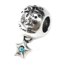 Sterling Silver Wishes Came True European Aquamarine CZ Birthstone March Dangle Bead for Pandora Troll Chamilia Biagi European Charm Bracelets