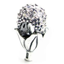 Sterling Silver Blossom Flower Clear CZ Bead for Pandora Troll Chamilia Biagi European Charm Bracelets
