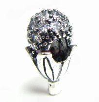 Sterling Silver Blossom Flower Clear CZ Bead for Pandora Troll Chamilia Biagi European Charm Bracelets