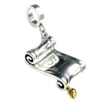 Sterling Silver Scroll Diploma European Style Dangle Bead Charm