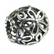 Sterling Silver Filigree Blossom Flower Bead for Pandora Troll Chamilia Biagi European Charm Bracelets