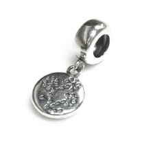 Sterling Silver Breast Cancer Awareness Flower Blossom Dangle Bead for Pandora Troll Chamilia Biagi European Charm Bracelets