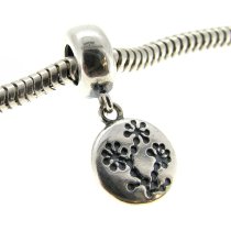 Sterling Silver Breast Cancer Awareness Flower Blossom Dangle Bead for Pandora Troll Chamilia Biagi European Charm Bracelets